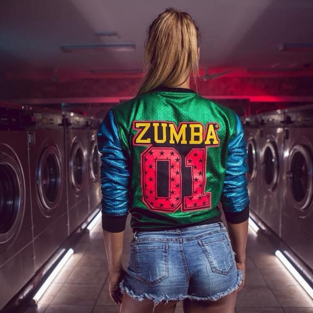 Like New Zumba Fitness Women's Green and Blue Jacket Sold Out Size L